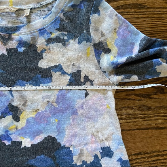 Soft Surroundings Summer Sweater XS S 3/4 Sleeve Floral Watercolor Asymmetric - Picture 11 of 11